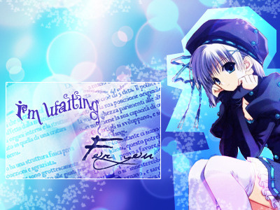 Wallpaper "Waiting For You" blue bokeh brushes manga texture typography