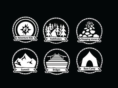 Adventure Kids Badge Icons branding design icons logo