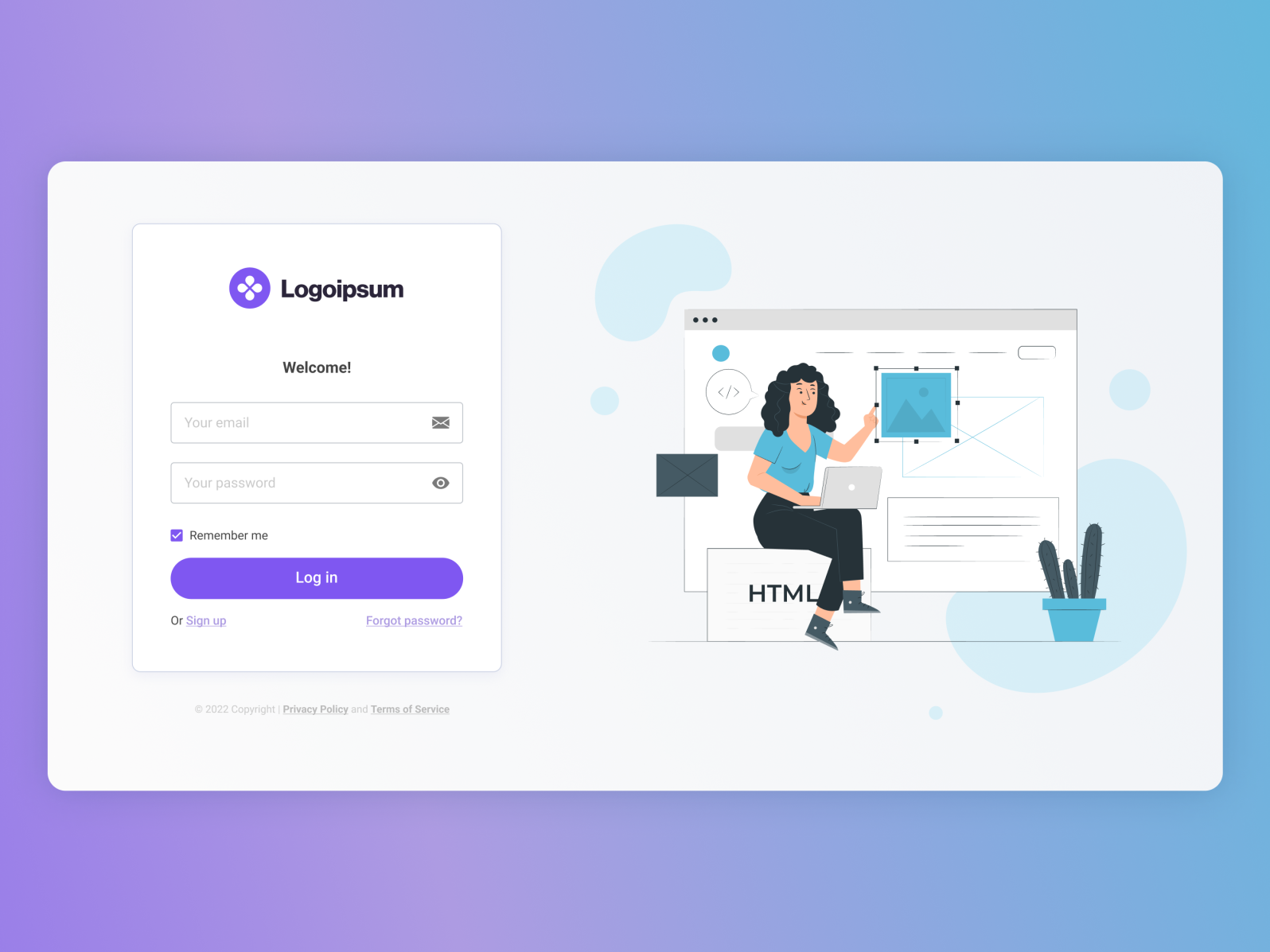 Simple login page by Ana Luiza Mendes on Dribbble