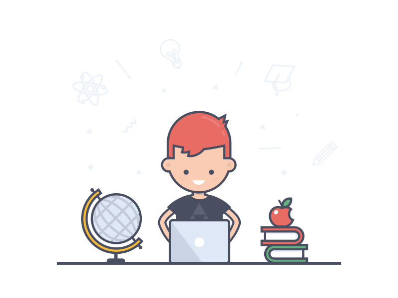 Entertained Boy sketch flat illustration