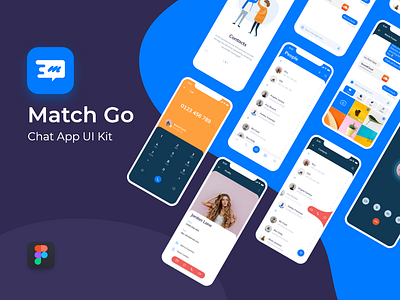 Match Go – Chat App UI Kit animation chat dark theme light theme message messages messenger mockup ịphone music app ui kit ui now design