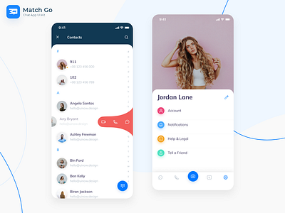 Match Go – Chat App UI Kit animation chat dark theme light theme message messages messenger mockup ịphone music app ui kit ui now design