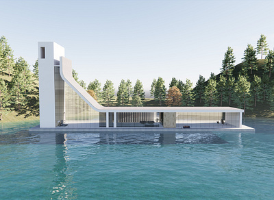 Modern Lake House 3d architecture design