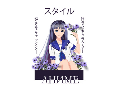 Цветущая аниме аниме персонаж принт на одежду цветы