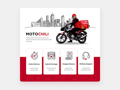 Chilivery.com - Motochili Landing Page card design chili delivery design fast food food illustration landing page minimal motor package restaurant ui ui ux ux vector web website