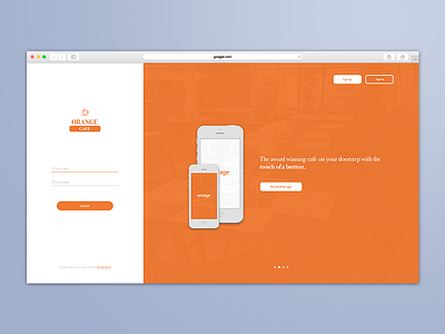 "Orange Cafe" Landing Page app b. smith design interface design orange ui website