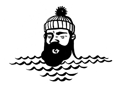i ocean beard bobble brush hat head illustration ink ocean pentel sea