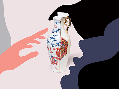 Vase artdirection cocept design hand illustration lips poster sense store touch vase