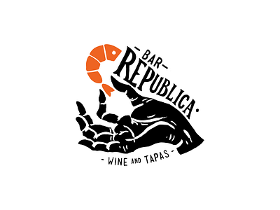 Republica bar hand illustration logo logotype republican sea food shrimp tapas typography wine