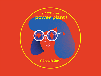 Greenpeace sticker - Sun energy girl glasses greenpeace illustration power plant stickers sun wind