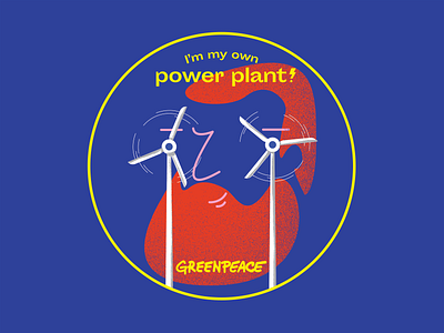 Greenpeace sticker - Wind energy girl glasses greenpeace illustration power plant stickers sun wind