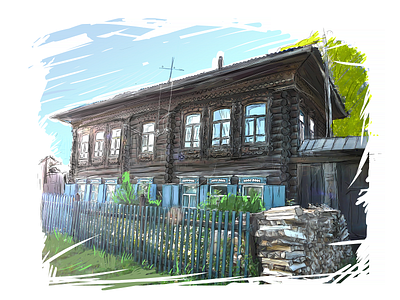 Another old house for friend art book illustration