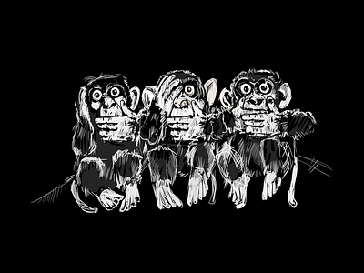 3 monkey art illustration photoshop