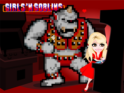 Girls'n Goblins arcade art ghost n goblins pixel vector