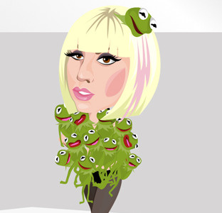 Lady Gaga art cartoon celebrity illustration kermit lady gaga muppet vector