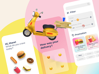 Food Ordering App 3d adobe xd app app design branding dailyui delivery design figma food illustration mobile restaurant ui ux