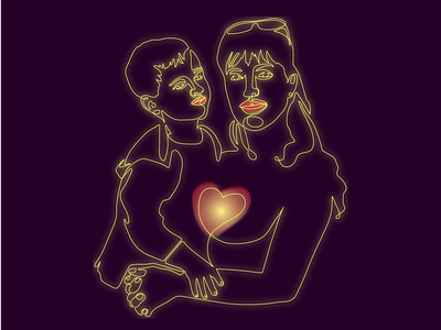 Mother and child. One heart for two. design graphic design illustration neon