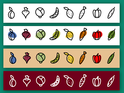 Healthy food set of line icons design fruits