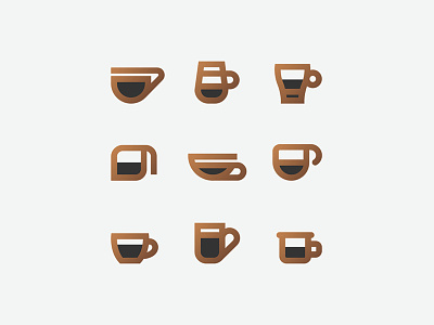 Exploring coffee cups marks bar branding cafe caffe coffee cup espresso icon logo mark mug set