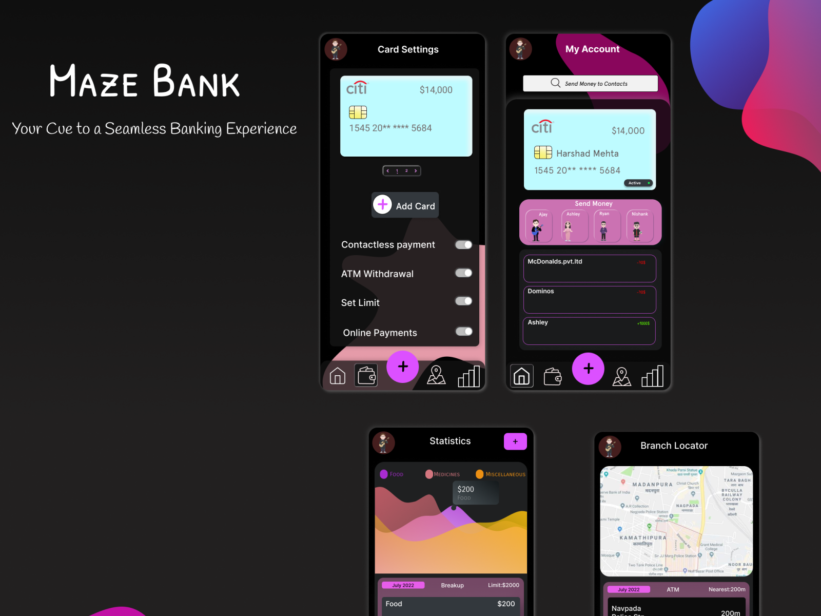 Maze Bank UI by Devansh Parekh on Dribbble