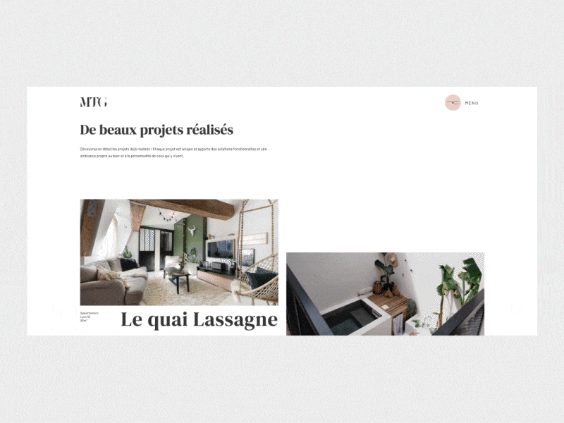 MTG INTÉRIEUR - Part. 3 animation architecture art direction decoration design interior design logo menu menu animation photography pink slider transition typography ui ux webagency webgl website