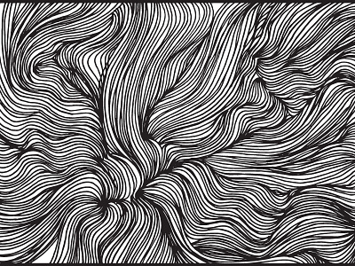 Hairs black and white hand drawn illustration line art