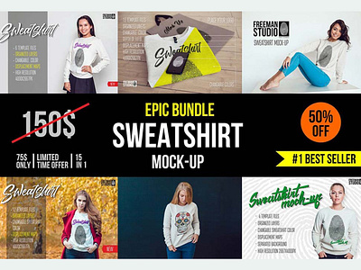 Epic Sweatshirt Mock-Up Bundle 3d animation branding design epic sweatshirt mock up bundle graphic design illustration logo motion graphics ui vector