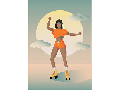 Roller Girl character dance fun girl happy illustration illustrator people rollre sport vector