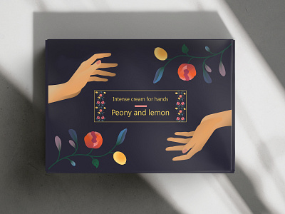 Peony and Lemon. Hand cream packaging. botanical box design brand flowers hand illustration nature packaging design product design tube design