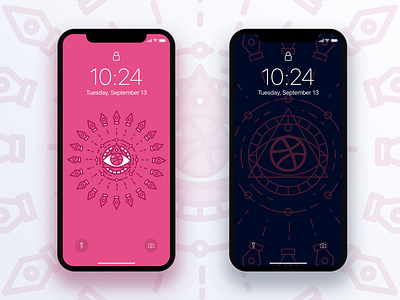 Phone Wallpapers (download) all seeing eye background dark dribbble illustrator lockscreen monoline pink secret society wallpaper