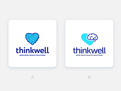 Thinkwell brain brains brand heart icons logo mind options two tone