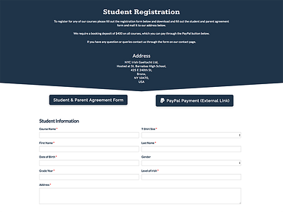 Registration Form for Course application course form input interaction interface registration sign up ui ux web website