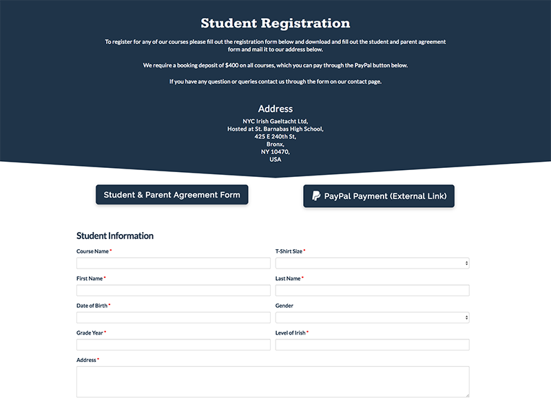 Registration Form for Course sign up course registration application ux ui website web interface interaction input form