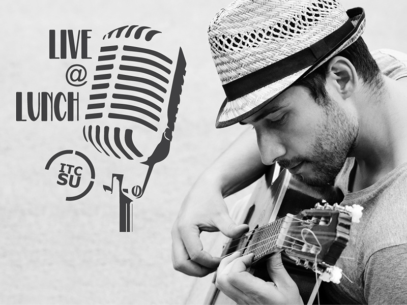 Live @ Lunch Logo acoustic dj musician band guitar music wordmark logotype identity branding logo