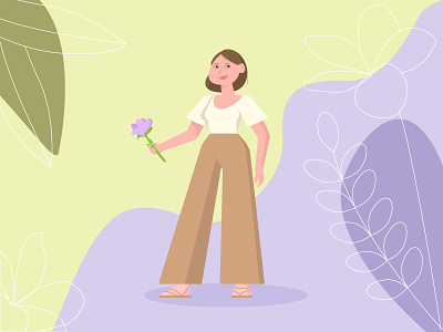 Girl in flower garden adobe illustrator design girlpower illustration melancholy vector