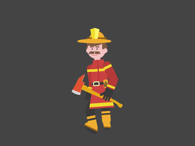 Firefighter breakdown 2d animation character design flat motion motion graphics pictogram