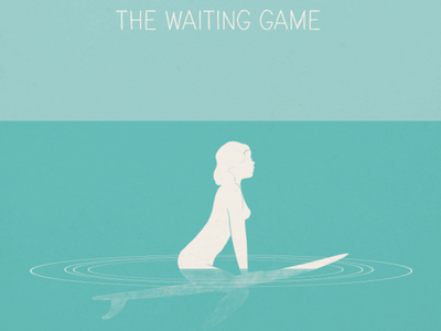 The waiting game illustration sea surfer