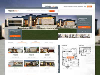 Vision One Homes builder clean home orange ui webdesign website
