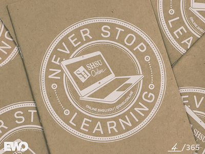 Never Stop Learning brand design collegiate core values education jakprints marketing design media design notebook promotional design stickermule stickers
