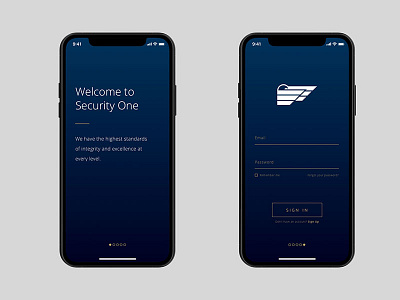 Security One | Mobile App app blue branding design log in mobile one redesign security sign up ui ux