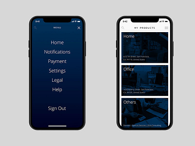 Security One | Mobile App app blue branding design list menu mobile products redesign security ui ux