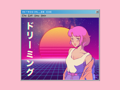 retrogirl_80.exe anime anime art apparel apparel design design drawing illustration manga mangaart retro retro design retro style retrowave streetwear vaporwave windows