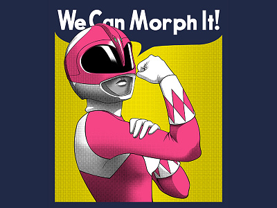 We Can Morph it! apparel comic art comic book feminism halftone parody photoshop pink ranger power rangers tshirt vector women