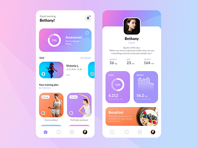 Fitness App for Women android app branding design exercise fitness health ios lifestyle mobile mobile design sport tracking ui women zoftify