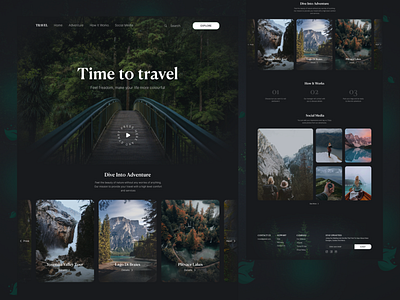 Landing Page for Travel Agency| Concept black dark dark mode design gallery green landing landing page nature slider travel travel agency ui