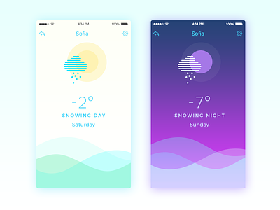 Weather App Concept app blue colour design flat icons shadow snowing weather