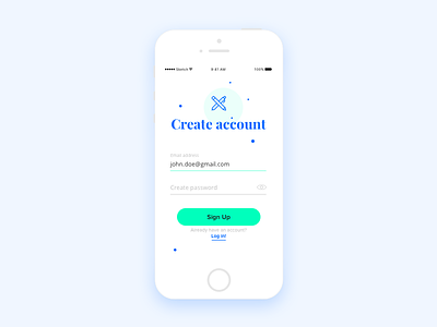 Sign Up Form app blue clear dots green minimal modern signup web app web design