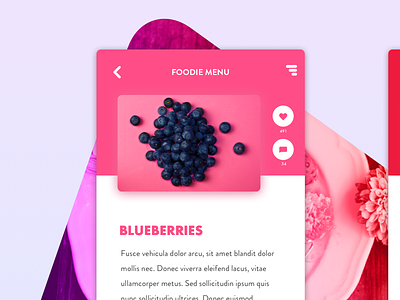 Food blog app app display blog blueberries cool colors dailyui food food blog pink and red ui