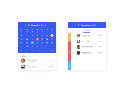 Side strip calender calender ui daily ui challenge date hot blue reminder sidebar ui calender