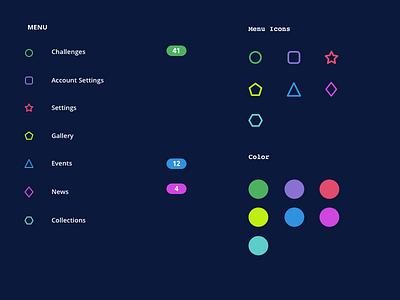 Shape Icons Style Guide [Snippet] colors guide icon set icons menu sheet snippets style ui